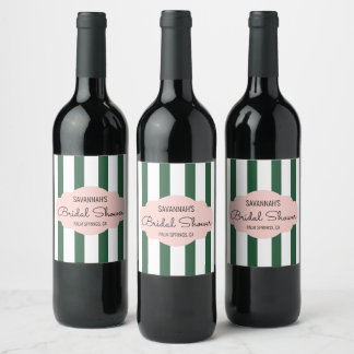 Beverly Hills Pink & Green Bridal Shower Wine Label