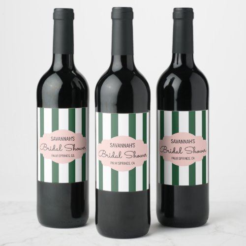 Beverly Hills Pink  Green Bridal Shower Wine Label