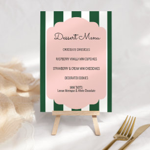 Beverly Hills Pink & Green Dessert Menu Sign Table Number