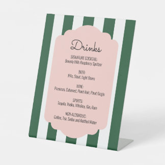 Beverly Hills Pink & Green Drink Menu Pedestal Sign