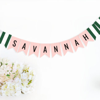 Beverly Hills Pink & Green Party Honoree Bunting Flags