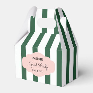 Beverly Hills Pink & Green Stripes Grad Party Favor Boxes