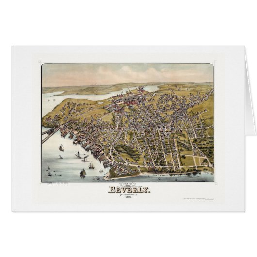 Beverly, MA Panoramic Map - 1886 Cards (Front Horizontal)