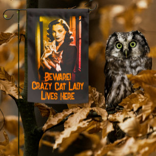 Beware AI Crazy Cat Lady Customized  Garden Flag