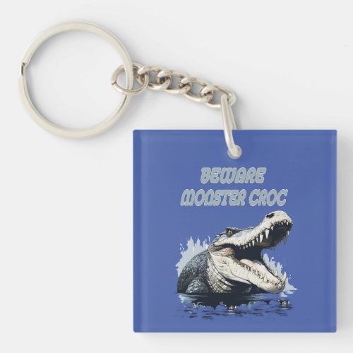 Beware Angry Monster Crocodile Keychain