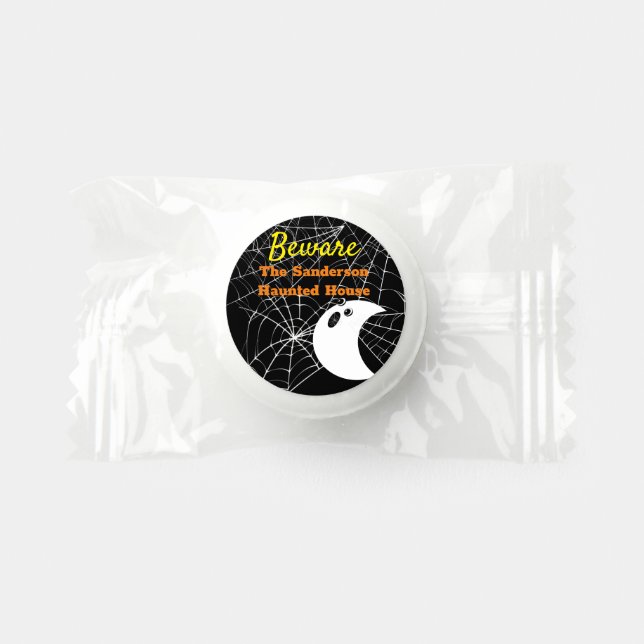 Beware Black Spider Weds  Ghost Halloween Party Life Saver® Mints (Front)