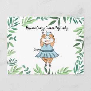 Beware Crazy Guinea Pig Lady  guinea pig Postcard