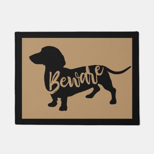 Beware Dachshund Wiener Doxie Black Silhouette Doormat