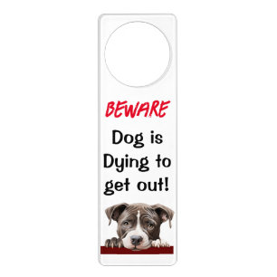 Beware dog Doorhanger American Pit Bull Pup