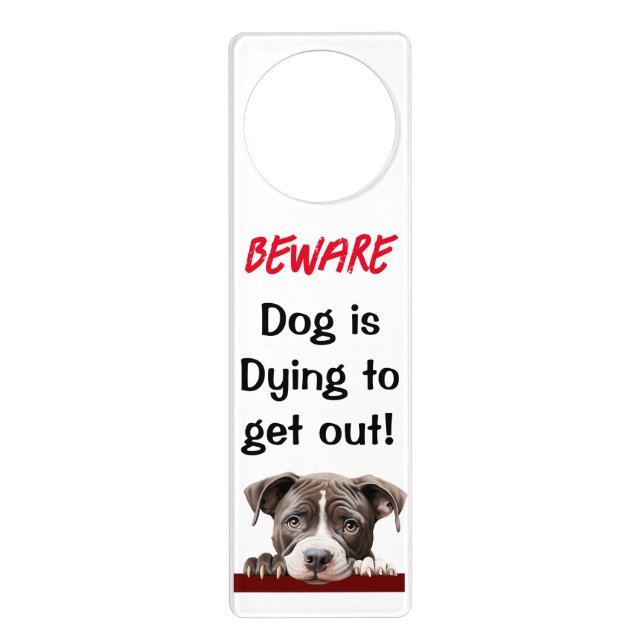 Beware dog Doorhanger American Pit Bull Pup (Front)