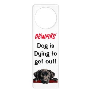 Beware dog Doorhanger Black Lab Pup