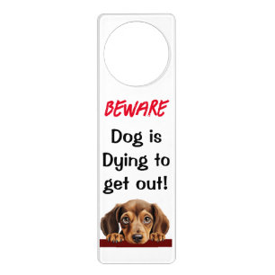 Beware dog Doorhanger Dachshund Pup