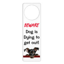 Beware dog Doorhanger Doberman Pinscher Pup