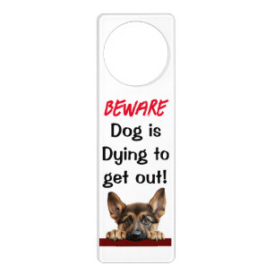 Beware dog Doorhanger German Shepherd Pup