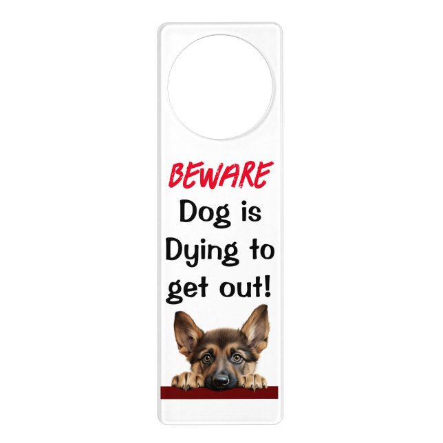 Beware dog Doorhanger German Shepherd Pup (Front)