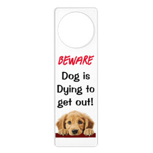 Beware dog Doorhanger Golden Retriever Pup
