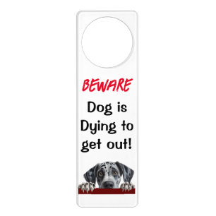 Beware dog Doorhanger Great Dane Pup