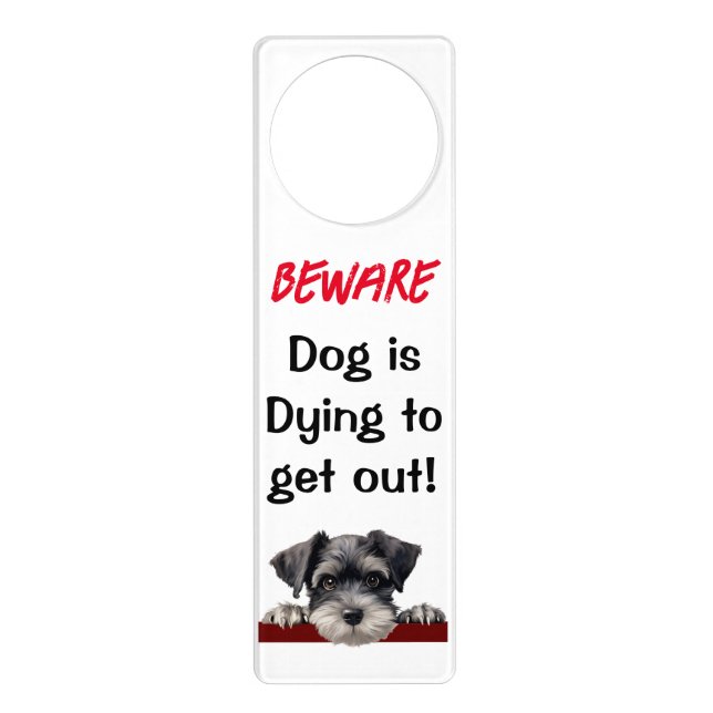 Beware dog Doorhanger Schnauzer Pup (Front)