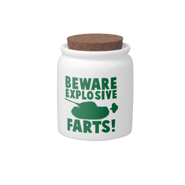 Beware EXPLOSIVE FARTS! Candy Jar (Front)