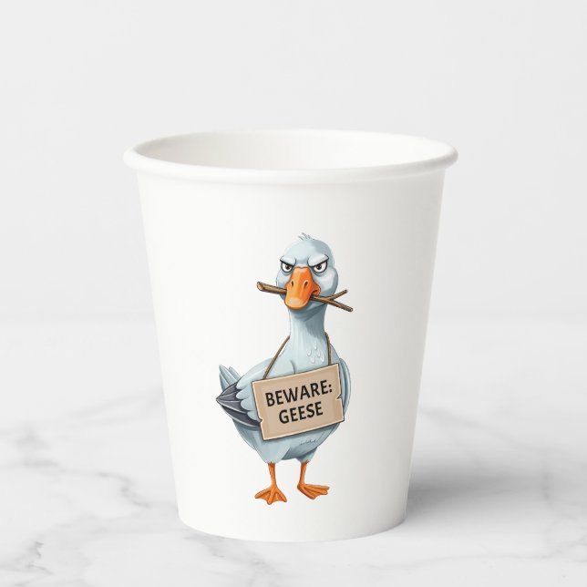 Beware Geese – Funny Angry Goose Paper Cups (Front)