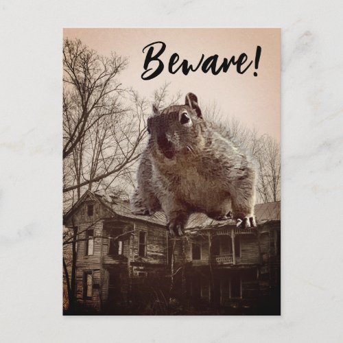 Beware Giant Squirrel Haunted Mansion Halloween  Postcard