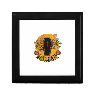 Beware Halloween Coffin Pumpkin Vintage Shirt Desi Gift Box