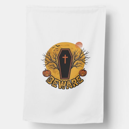Beware Halloween Coffin Pumpkin Vintage Shirt Desi House Flag