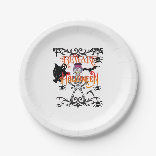 Beware Halloween Paper Plates (Front)