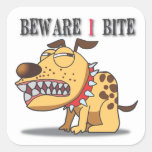 Beware I Bite Dog Sticker at Zazzle