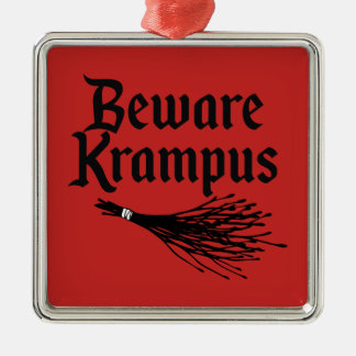 BEWARE KRAMPUS METAL ORNAMENT