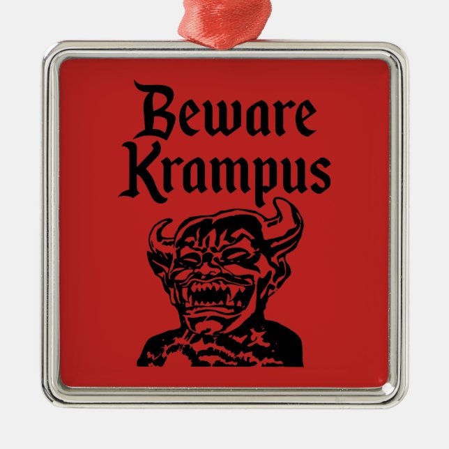 BEWARE KRAMPUS METAL ORNAMENT (Front)