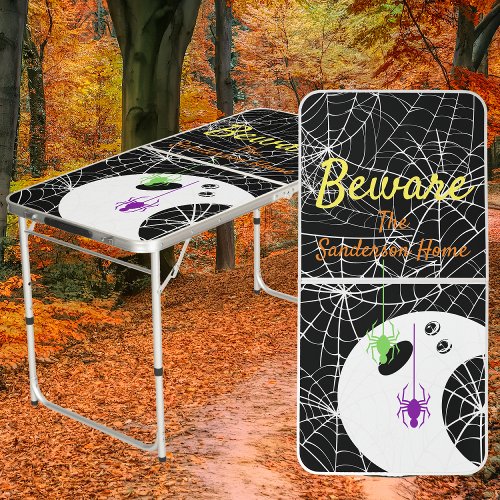 Beware Modern Ghost Halloween Portable table
