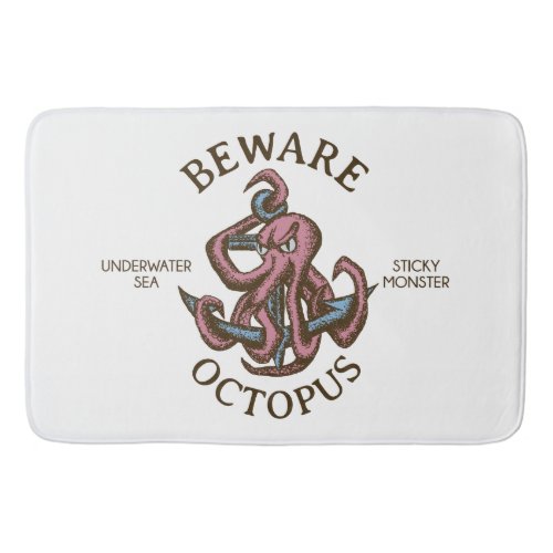 Beware Octopus Nautical Creature Tentacle Monster Bath Mat