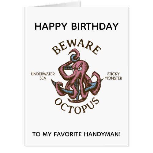 Beware Octopus Nautical Creature Tentacle Monster Card