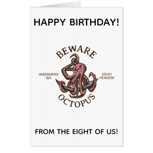 Beware Octopus Nautical Tentacles Happy Birthday Card