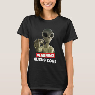 Beware of Aliens Warning Area 51 Illustration Grap T-Shirt