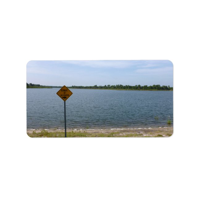 Beware of Alligator Sign by pond Label (Front)