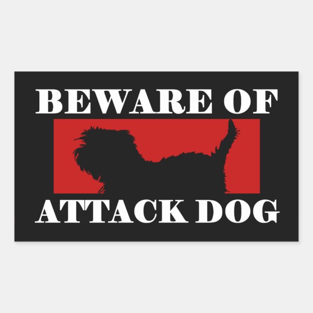 Beware of Attack Dog - Affenpinscher Rectangular Sticker (Front)