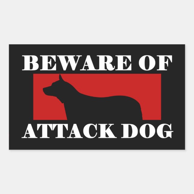 Beware of Attack Dog - Australian Cattle Dog Rectangular Sticker (Front)