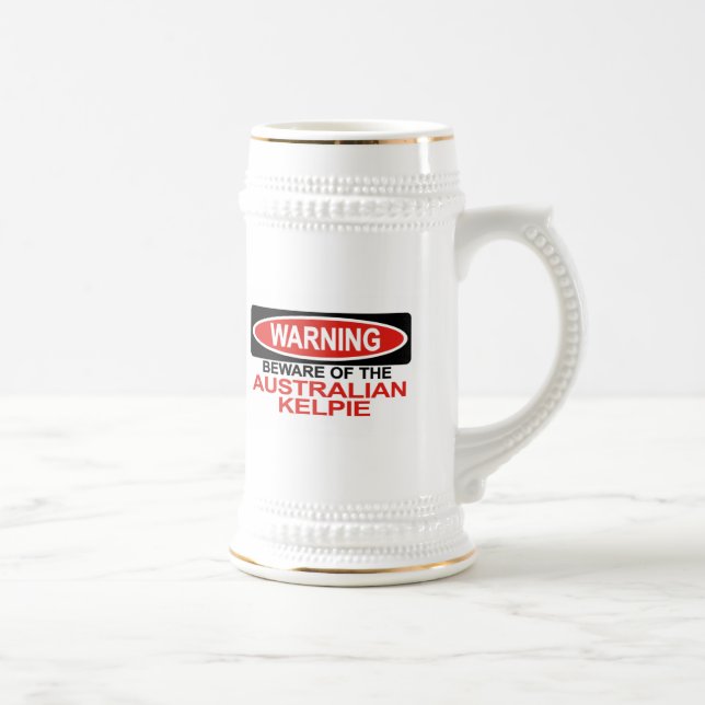 Beware Of Australian Kelpie Beer Stein (Right)