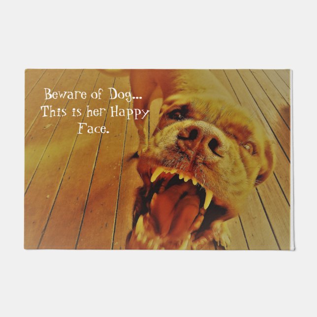 Beware of Big Mouth Dog Welcome Mat (Front)