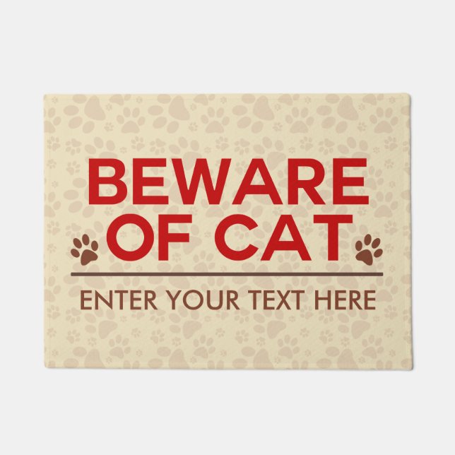 Beware of Cat Custom Text Doormat (Front)