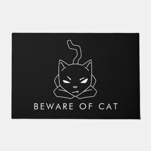 Beware of Cat  Funny Black Kitty Doormat