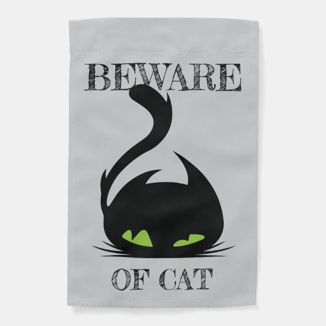 BEWARE OF CAT Garden Flag - Customizable Text (Front)