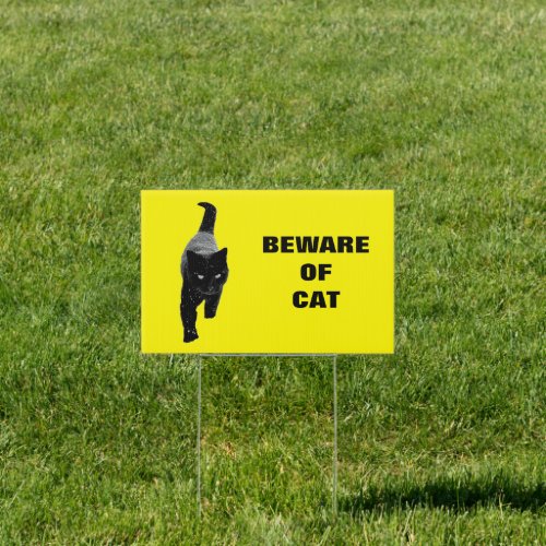 Beware of Cat Yellow Yard Sign