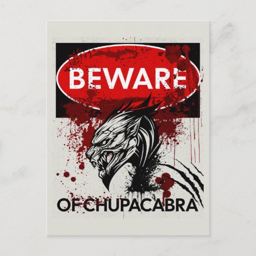 Beware of Chupacabra sign Postcard