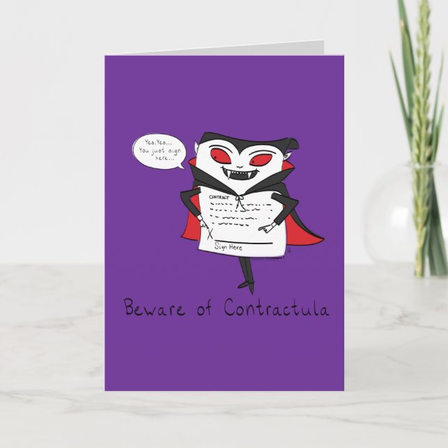 Beware of Contractula Vampire Greeting Card (Front)