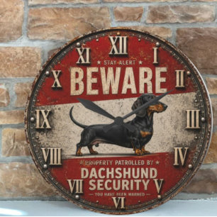 Beware of Dachshund Funny Wiener Dog Large Clock