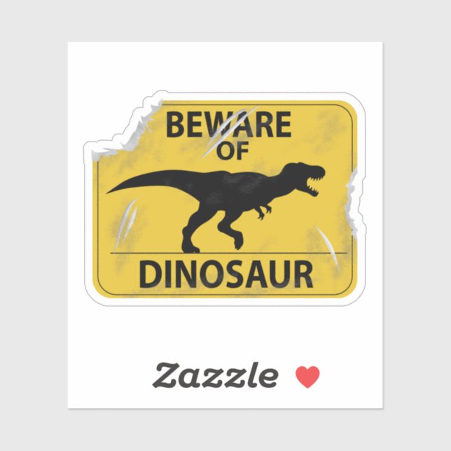 Beware of Dinosaur (Bitten Sign) Sticker (Sheet)