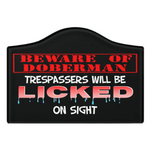 "Beware of Doberman" Small Room Sign (Black)